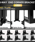 Heavy Duty 2020 Aluminum Extrusion Hardware Kit with 3 Way End Corner Brackets installation steps and 10 piece set view.