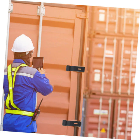 Flexible Draw Latch Rubber Lock Kit for Electrical Cabinets and Mechanical Storage Easy Install shown on shipping container