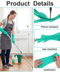 Twelve Pairs Of Heavy Duty Nitrile Work Gloves Shielding Hands From Tough Chemical Oil And Solvent Hazards With Puncture Resistant Fit For Tackling Nasty Engine Jobs And Deep Home Cleans, displayed on a woman cleaning.