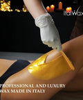 Application of ItalWax on leg demonstrating Full Body Wax 2.2lb Pre Melted Wax Granules For Easy Hair Removal All Over The Body