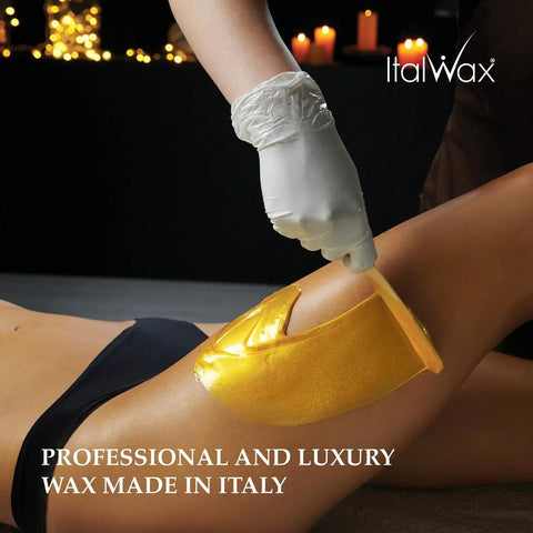 Application of ItalWax on leg demonstrating Full Body Wax 2.2lb Pre Melted Wax Granules For Easy Hair Removal All Over The Body