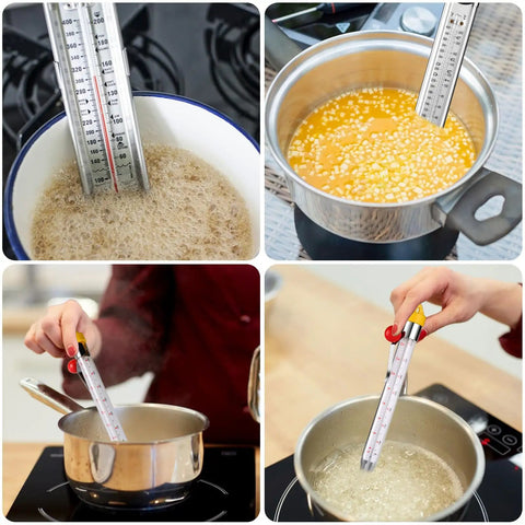 Upgraded Candy Thermometer With Pot Clip And Hanging Hook Stainless Steel Deep Fry Oil Thermometer in cooking pots