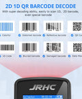Infographic shows 2D 1D QR barcode decoding capabilities of the Handheld Wireless 1D 2D Barcode Scanner For Inventory.
