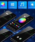 App interface for Mini 6W Starlight Headliner Kit with color options, dynamic modes, and twinkle effect for home decoration