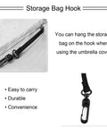 Close-up of storage bag hook for Waterproof Patio Umbrella Cover For 7 To 9 Ft Outdoor Market Parasol With Push Rod No Fuss