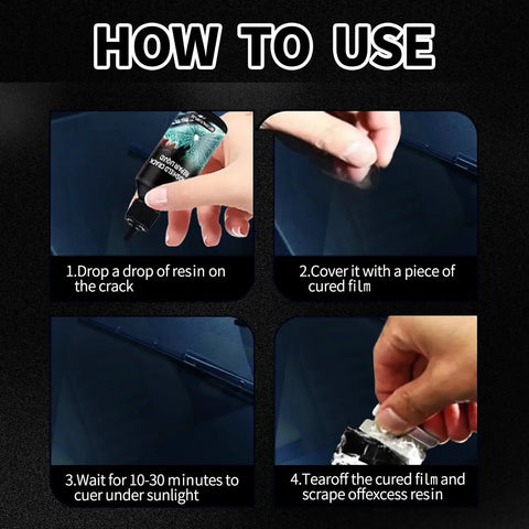 Instructions for using Windshield Crack Repair Kit Pro 2025 Premium Glass Repair System with quick fix resin application