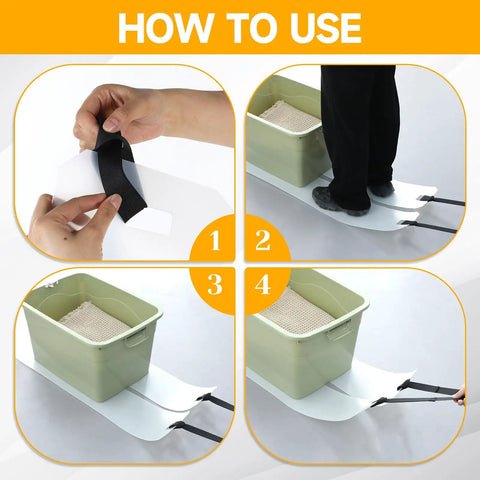 How to use Two Pack Appliance Sliders With Pull Strap For Refrigerators And Heavy Duty Furniture Glide No Tools Needed Foldable Plastic Glide Blocks For Hardwood And Tile Floors Easy Glide On Every Move 8 x 48 Inch Size Black Pull Cord Included.