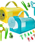 Two Piece Bug Catcher Kit For Kids, Cool Outdoor Explorer Set With Double Bug Cages, Two Magnifying Glasses, Tweezers, Whistles, And Fake Bug Bags