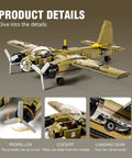 JU88 Junkers Bomber Plane Building Set With 430 Plus Pieces Epic WWII German Fighter Model For History Buffs Great Holiday Gift For Display Fans And Family Build Time detailed features, including propellers and cockpit, showcased in beige color.