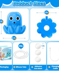 Rechargeable Cordless Water Table Pump With Magnetic No Drill Design Delivers Continuous Flow Fits Water Tables From Popular Brands Battery Powered Kid Friendly Outdoor Water Play Accessory For Kids And Toddlers Blue with packaging, silicone tube, adhesive iron sheet, and charging cable.