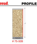 Diagram of Heavy Duty 1/2 Inch Flush Trim Upcut Router Bit profile showing 2-inch carbide height on melamine particleboard.