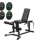 Leg Extension And Curl Machine With 70 Lb Olympic Bumper Plates Set For Home Gym Leg Strength Training Equipment Heavy Duty