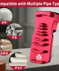 Hassle Free 9 In 1 PVC Pipe Deburring And Chamfer Tool Kit Adjustable Bevel Depth with red ergonomic design for PVC, ABS, PE, and PP pipes.