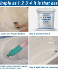 DIY Tub And Tile Refinishing Kit With Tools For Porcelain Enamel Ceramic Tile And Bathtub Makeover White 35 Oz Semi Matte Finish