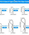 R Clip Hair Pin Fastener Kit For Bolts And Hitch Pins 24 Pcs Zinc Plated Steel R Clips 6 Sizes Built To Last Tough As Nails
