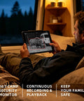 Dead Simple Wireless Backup Camera For Truck RV Trailer With AI Blind Spot Monitoring No Wiring Required Rock Solid 985 FT WiFi Range Straight Plug HD Screen Ready Waterproof Night Vision on tablet in cozy setting.