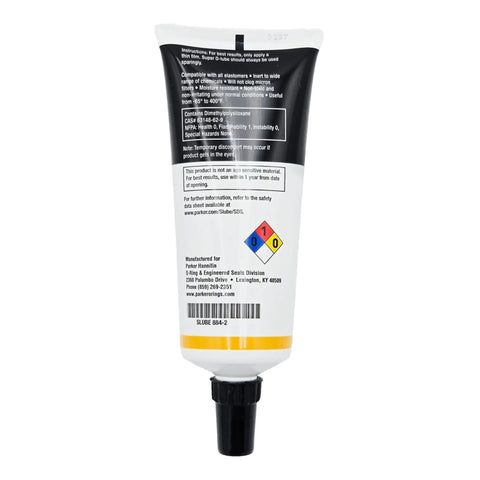 Back view of Two 2 Oz Tubes Of Silicone O Ring Lubricant For Smooth Installations And Seals with instructions visible