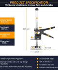 Labor-Saving Arm Jack Two-Piece Set For Wall Tile Positioning Doors Windows Cabinets And Furniture Lifts Drywall Lifts And Installation Tools, Easy Panel Lifting With Adjustable Height And Quick Release Button, 15.7-Inch Build For Heavy-Duty DIY Projects in front view highlighting dimensions and material specifications.