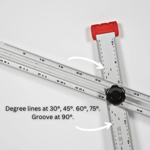 Tough As Nails 48 Inch Aluminum Adjustable Drywall T Square Tool With Fast Adjust Head showing degree markings for precise angles.