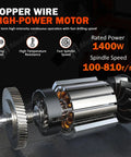 Heavy Duty Magnetic Drill Press 1400W With Solid Copper Motor For Extreme Power, detailed view of high-power copper motor.