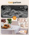 Comparison of table settings with and without 12 Pack Heavy Duty Tablecloth Clips, Stainless Steel Rust Proof Tablecloth Clamps.