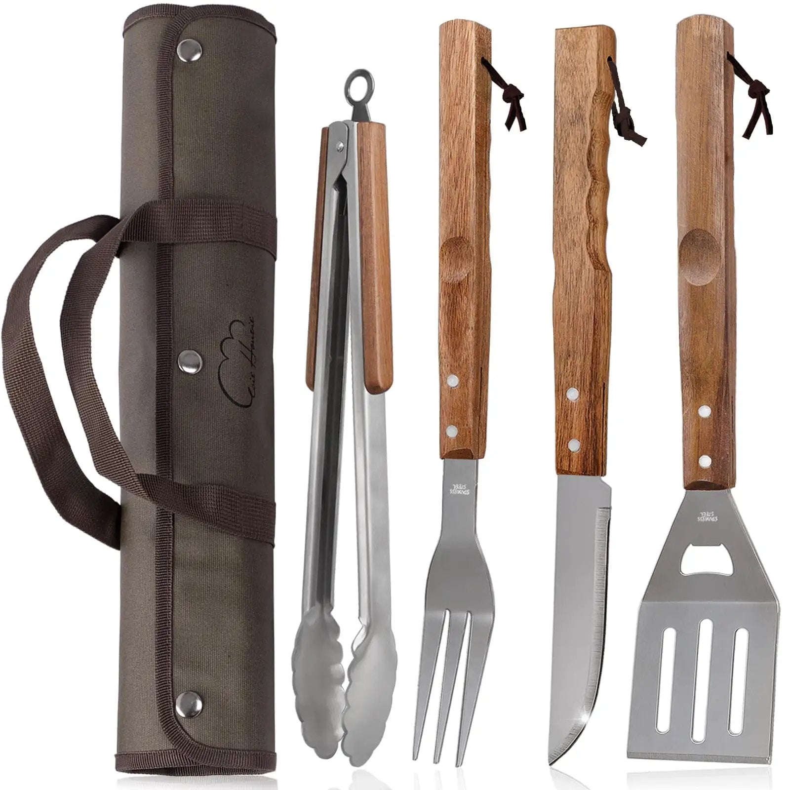 Stainless Steel BBQ Grill Tools Set for Backyard Fun ✓