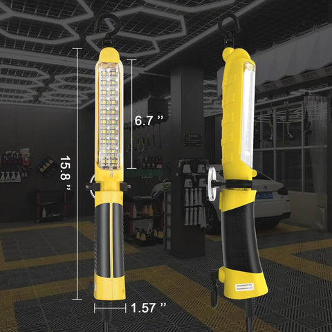 Handheld Corded Work Light With Magnetic Base And Dual 360 Degree Hooks, ETL Listed 16 AWG Drop Light in a garage setting