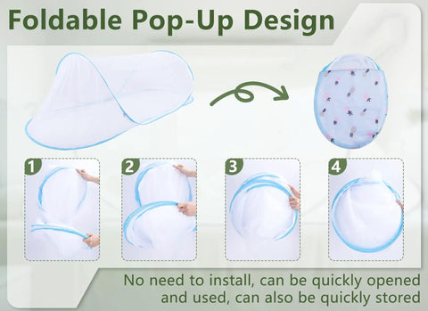 Extra Large Bed Tent With Built In Mesh Net Bottom 78 By 32 By 22 Inch Portable Foldable Camping Net easy setup illustration