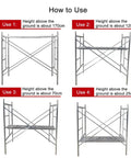 Instruction showing 6 Foot Portable Scaffolding Tower With Four Level Adjustable Height Mobile Scaffold Platform That Can Hold Up To 500 Pounds