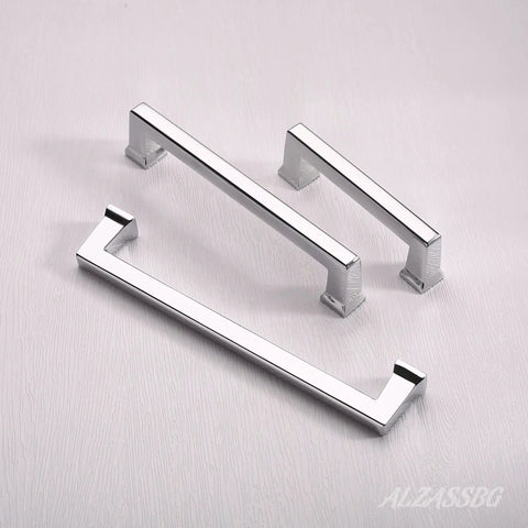 Ten Pack Polished Chrome Cabinet Pulls With Five Inch Hole Centers, Sleek Modern Kitchen Cabinet Handles For Cabinets, Drawers, And Furniture, Durable Dope Hardware For Quick Easy Upgrades displayed on surface.