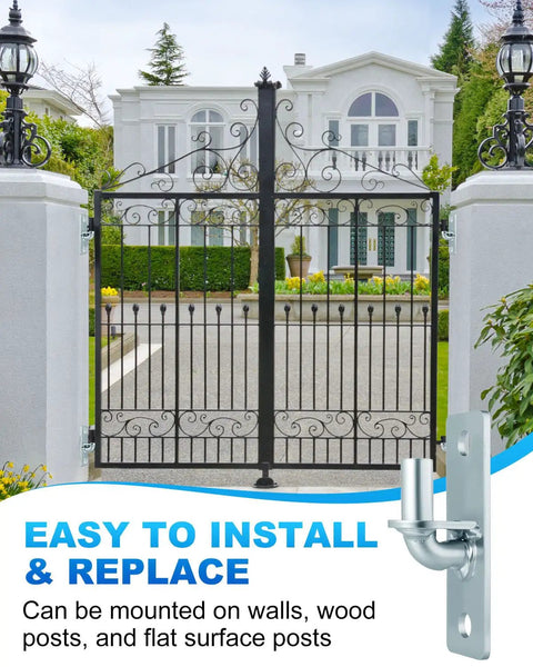 Beefy Wall Mount Gate Hinges 2 Pack With Five Eighth Inch Pin For Chain Link Gates, Heavy Duty Outdoor Metal Hardware For Fence Posts