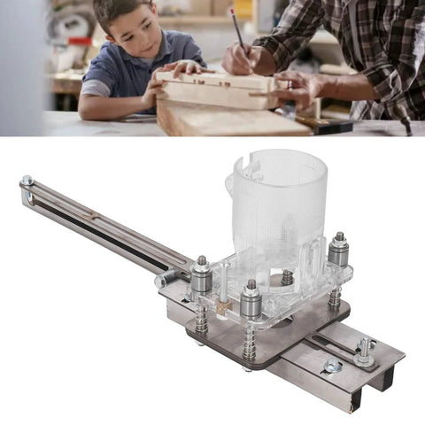 Wood router tool with adjustable fence and transparent guard, metal base, Amazon brand