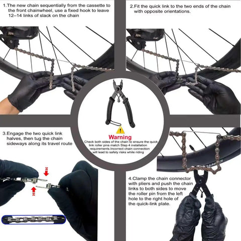 Heavy Duty E Bike Chain Kit For 6 7 8 Speed With 136 Links Built Tough High Tensile Strength Anti Break Anti Corrosion And Anti Rust Drive Chain Includes Chain Pliers With Hooks Chain Remover And Two Pairs Quick Release Buckles, chain installation steps