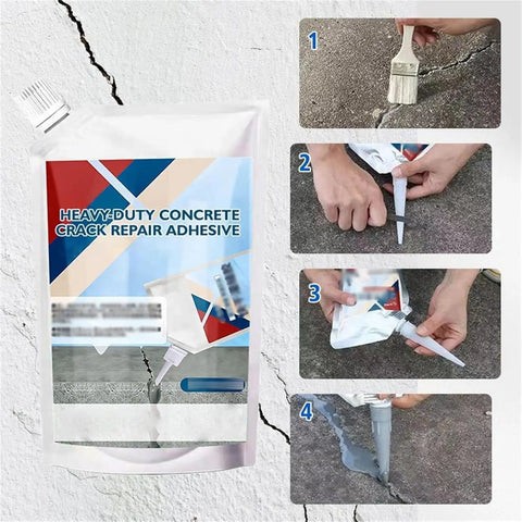 Heavy Duty Concrete Crack Repair Adhesive For Outdoor Use Waterproof And Weather Resistant Crack Filler Dries Fast Seals Concrete Masonry And Stone Cracks Deeply Perfect For DIYers And Renovations Black 200g