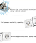 Rock Solid Heavy Duty Stainless Steel Glass Door Hinge With Non Slip Gasket And Anti Scratch Pads Secure Cabinet Clamp Kit for easy installation.