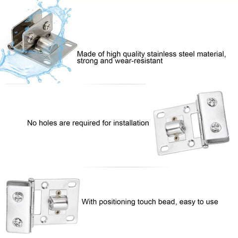 Rock Solid Heavy Duty Stainless Steel Glass Door Hinge With Non Slip Gasket And Anti Scratch Pads Secure Cabinet Clamp Kit for easy installation.