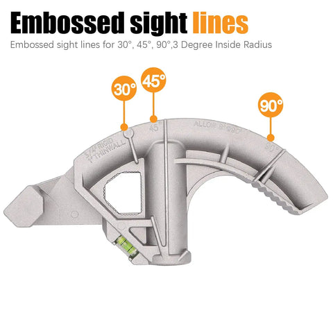 Fuzbalty 1 Inch Emc Conduit Bender Heavy Duty Aluminum Die Cast Pipe Bending Tool with level markings for precise angles