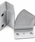 Badass Heavy Duty L Shape Drawer Lock Strike Plates Silver Metal Latch Fasteners for Cabinet Security in a stack.
