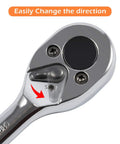 Chrome ratchet from Hard Top And Door Removal Torx Tool Kit For Jeep Wrangler 2007-2024 with direction change feature