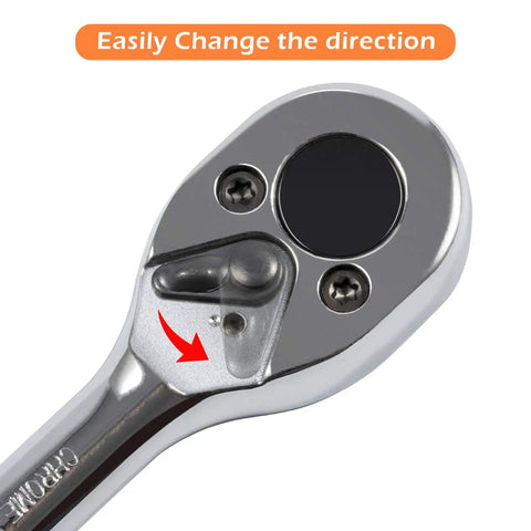 Chrome ratchet from Hard Top And Door Removal Torx Tool Kit For Jeep Wrangler 2007-2024 with direction change feature