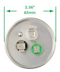 Top view: 50 5uF Dual Run Capacitor CBB65 370V 440V For Air Conditioners, round MFD, 65mm diameter terminals visible.
