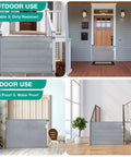 Retractable Baby Gate For Stairs Extra Wide Kid Safe Gate Extends To 72 Inches Wide And 34 Inches Tall Mesh For Doorways And Hallways Indoor Outdoor Grey For Everyday Use shown in various indoor and outdoor settings