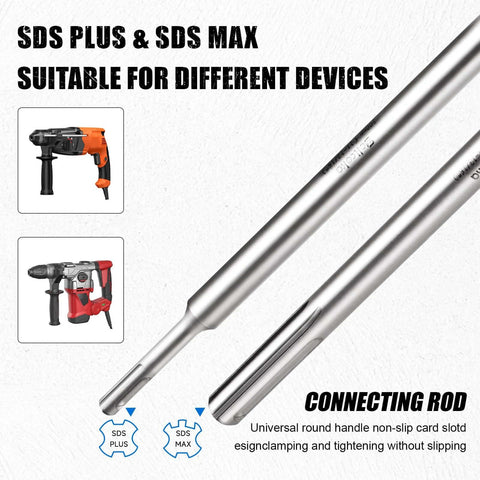 Zeliceka concrete hole saw kit with SDS Plus and SDS Max shanks; 7pc silver masonry bit set for concrete, 30–110 mm