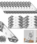 20 Pack Stainless Steel Corner Brackets With Screws L Shaped Angle Connectors For Wood Shelves Cabinets Desks And Tables