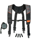Tool Belt Suspenders With Magnetic Wristband For Framer Carpenter Electrician Worksite Ready All Day Comfort 4 Point Support Padded Backing Breathable Straps Adjustable Fit Gray