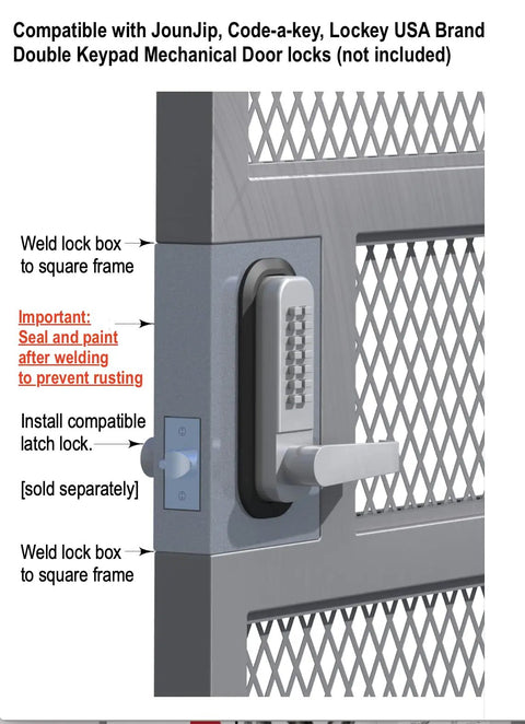 Heavy Duty Steel Gate Lock Box For Metal Gates And Fences Precut Holes For Mechanical Combination Locks Backset Standard One