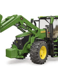 John Deere 7R 350 Front Loader Tractor Toy Model With Openable Hood Realistic Engine Detailing and Working Loader, side view