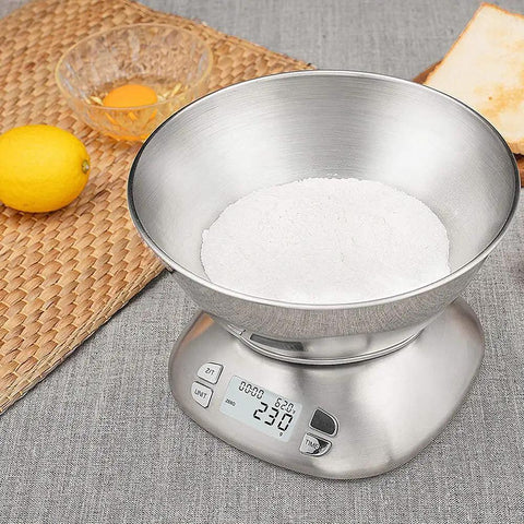 Removable Bowl Kitchen Scale 2.5L Capacity 12 lb 5.5 kg Stainless Steel Food Scale For Cookin And Bakin With Backlit Display