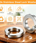 Massive 1000 Pieces Spring Lock Washers Set In 304 Stainless Steel Nine SAE Sizes From M2 To M12 Split Lock Washers For Screws And Bolts Corrosion Resistant DIY Auto Marine Hardware Kit, 304 stainless steel lock washers on wet wood