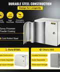 Rugged NEMA 4X steel enclosure 12 in by 12 in by 8 in weatherproof IP66 waterproof and dustproof electrical box with mounting plate.